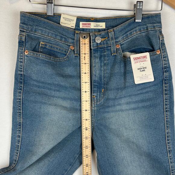 NWT Signature Levis Womens 4 27 Blue High Rise Flare Stretch Dark Denim - Picture 6 of 11